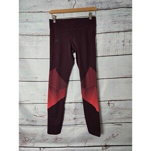 Under Armour Womens Leggings Small Burgundy Red Edgelit Print Training Yoga